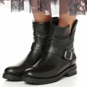 Frye Natalie Black Leather Engineer Short Bootie